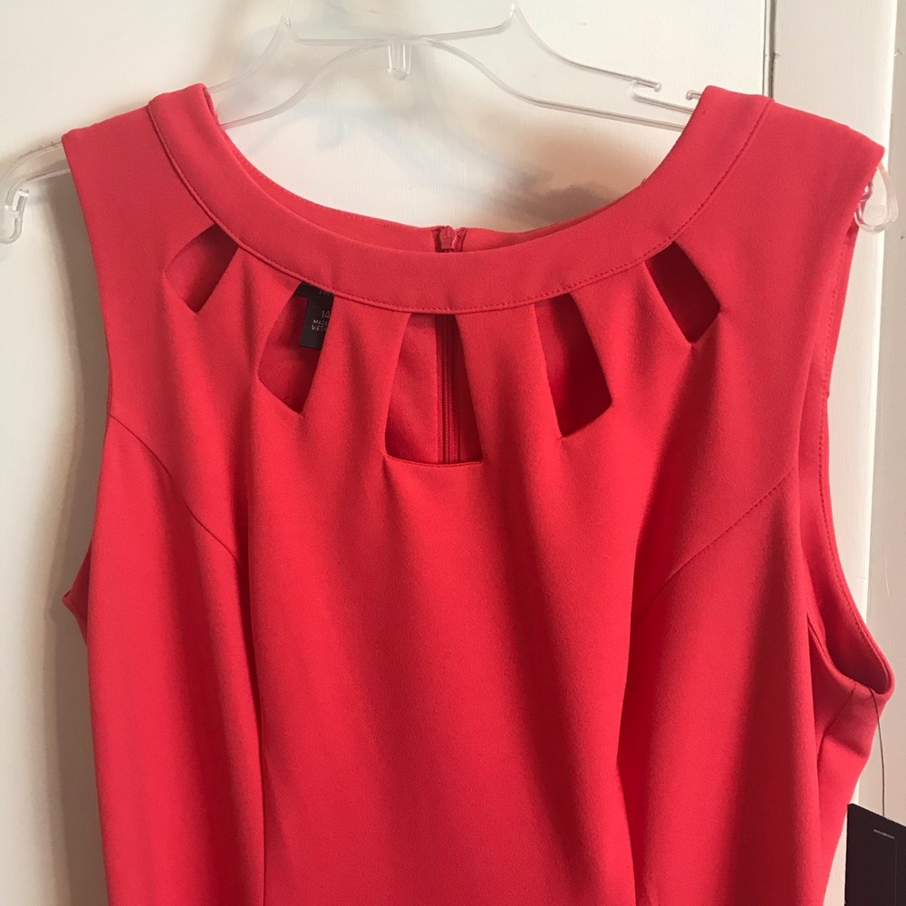 Coral cutout Sleeveless Dress